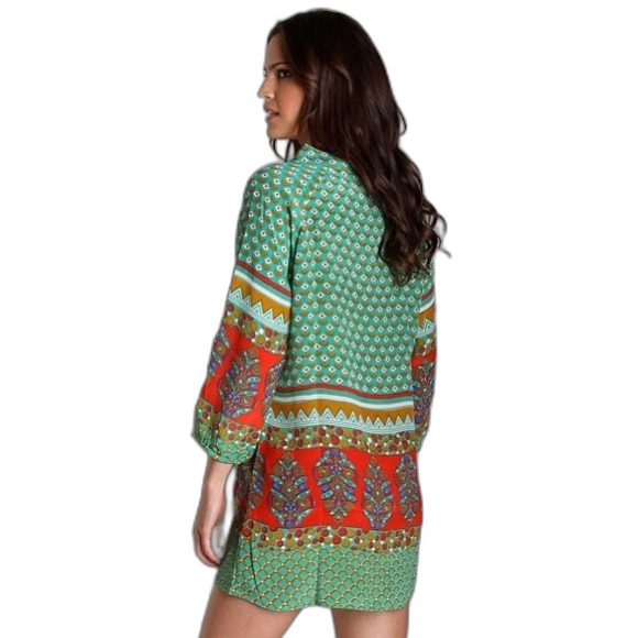 Tolani Nisha Tunic silk Green ladies tunic blouse top size medium - Picture 3 of 13